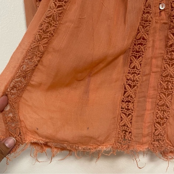 Free People Blous Women’s Size Small Peach FP One Flower Chain Top Shirt - Picture 11 of 17